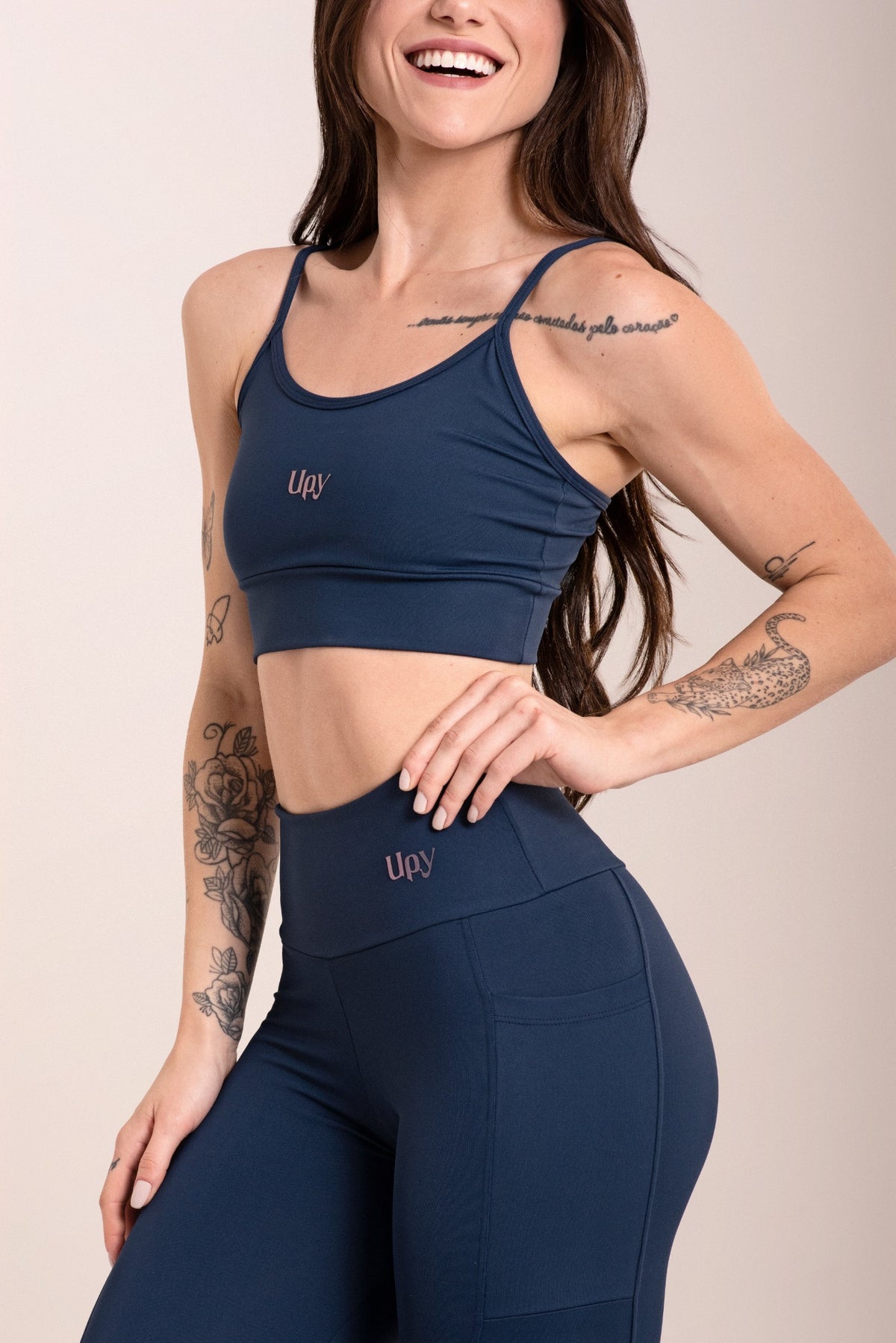 Calça Legging Poliamida Com Bolsos